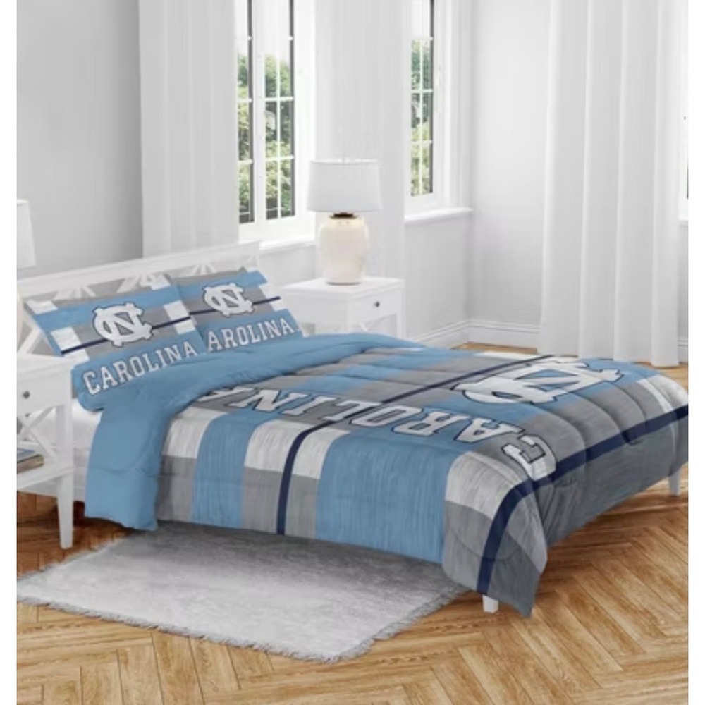 UNC North Carolina Tar Heels Queen Comforter Set 3pc Pegasus Sports Heathered